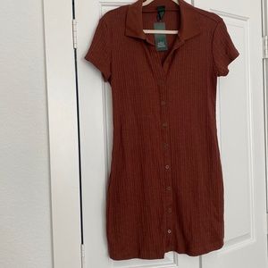 Knit ribbed collar dress